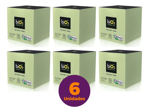 Kit Com 6 Chás Verde E Limão Orgânico Bio2 Herbal Tea - Bio2