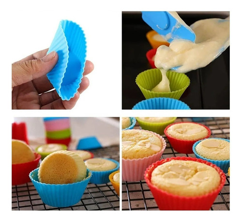 Y 24 Moldes Para Cupcakes Reutilizable De Silicona Capacillo
