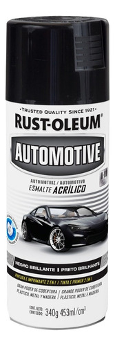 Pintura En Aerosol Autos Y Motos Esmalte Acrílico Rust Oleum Color Negro Brillante