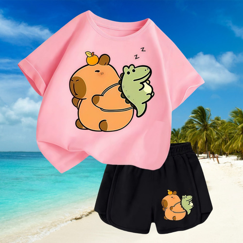 Traje Deportivo Casual De Capibara Para Niños, 2 Piezas