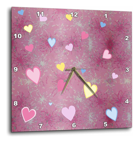 3drose Dpp__2 Reloj De Pared Con Corazones Rosas, 13 Por 13 