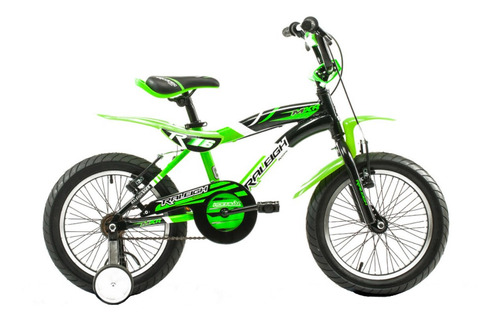 Imagen 2 de 3 de Bicicleta infantil Raleigh MXR R12 frenos v-brakes color blanco/verde/negro con ruedas de entrenamiento