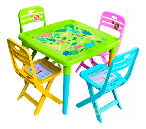 Mesa Infantil Con 4 Sillas Plegables Bambi