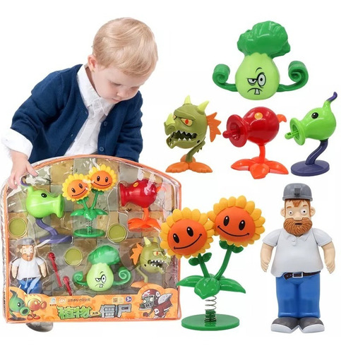 Plantas Vs Zombies 6 Figuras Con Mochila