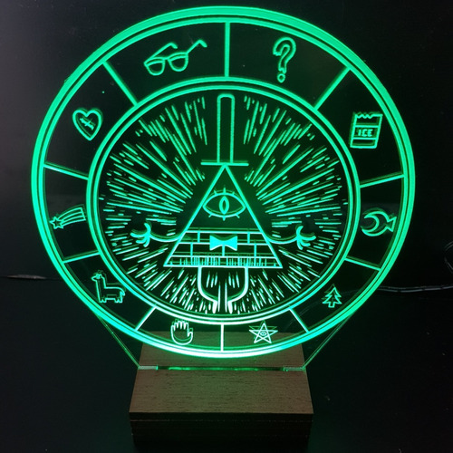 Lámpara Acrílico Led Bill Gravity Falls Rgb 220v Regalo