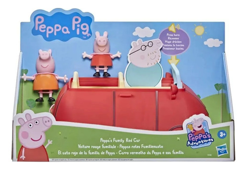 Auto Peppa Pig + 2 Figuras Con Sonidos Color Rojo