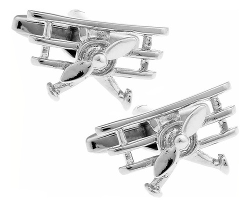 Mancuernillas Thot Ra Avion Triplano Piloto F-246 Color Plateado
