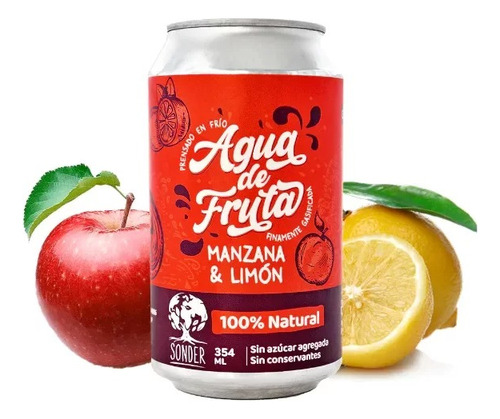 Agua Frutal Gasificada 100% Natural Sonder 354ml