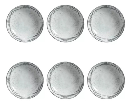 CONJUNTO C/ 6 PRATOS FUNDO LINHAS ECHO Ø22,5CM 830ML
