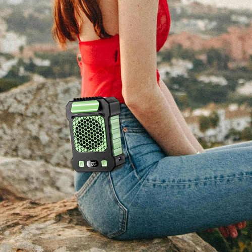 Ventilador De Cintura Con Luz Usb Recargable, Verde 10000mah
