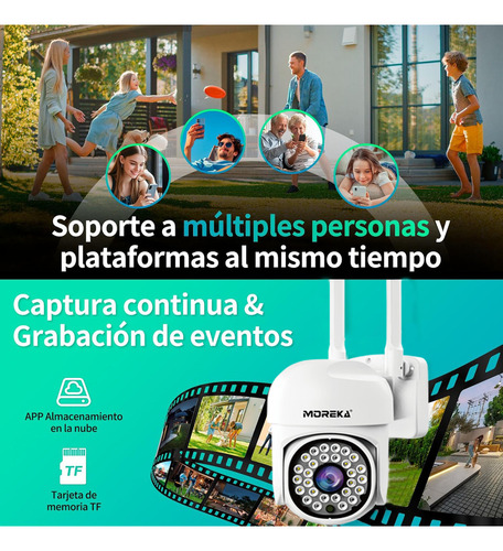 Moreka® 4pcs 2mp Cámara De Seguridad Exteriores Wifi Hd 1080p Videovigilancia Por Teléfono Móvil, Visión Nocturna, Funciones A Prueba De Agua Y Led Alarma, Wifi Doble Frecuencia, Con 26 Led