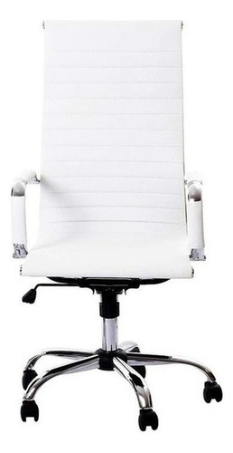 Sillon Ejecutivo Gerencial Aluminium Alto Oficina Pc Cromado + Envio Gratis - Excelente Calidad - Mobilarg Color Blanco Material del tapizado Cuero sintético