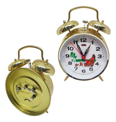 Reloj Despertador Campana Alarma Grande Visión Nocturna 16cm