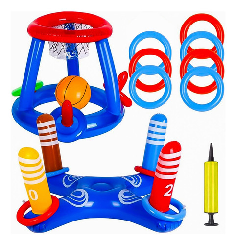 Juego Inflable Lanzamiento Aros Dinámico Alberca Piscina Kit