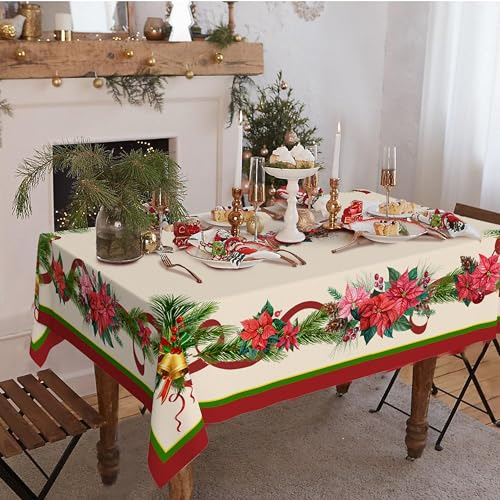 Mantel Rectangular De Navidad 152 X 213 Cm Impermeable