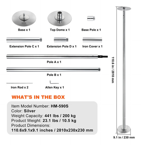 Tubo De Baile Fitness Profesional Stripper Ejercicio Ac Inox
