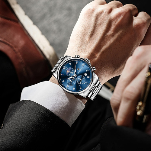Relojes Para Hombre Lige Casual Acero Reloj Impermeable