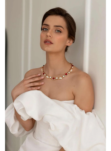 Gargantilla De Perlas Vintage, Collares Collares Rojos