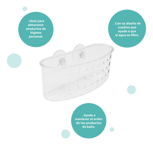 Canastilla De Baño Con Ventosas Bath Styles Color Blanco