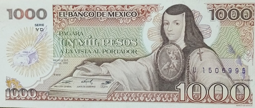 Billete De 1000 Pesos Mexicanos Antiguo 