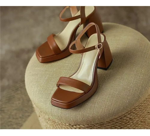 Sandalias De Tacón Alto De Mujer De Tacón Grueso Estilo Core