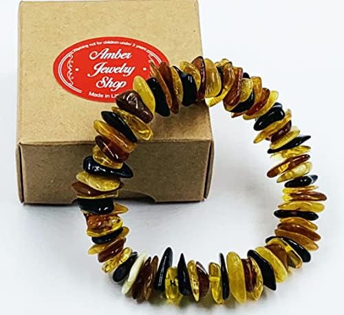 Pulsera De Ámbar Natural En Banda Elástica De 7 Pulgadas - C
