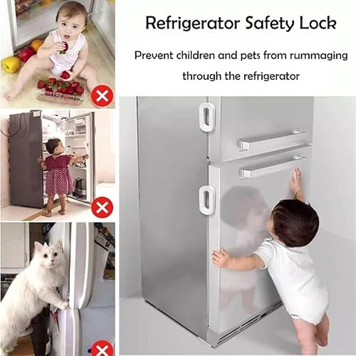Zaihua 2 Piezas Bloqueo Del Refrigerador Cerraduras De La Puerta Del Refrigerador Gabinete De Bebé Cerradura Del Refrigerador Candado Protector Cerraduras Anti-pellizcos Cerrar Niño