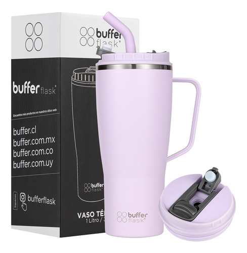Vaso Termico Mug Termo Agua Cafe 1lt Buffer Flask Inoxidable color Soaked Lilac