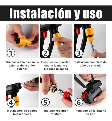 48v Hidrolavadora Inalambrica(2 Batería),hidrolavadora Portatil Con Manguera 5m,lavadora A Presión Portátil,alcance De 6-8 Metros,lavar Coches,pisos,riego De Jardín