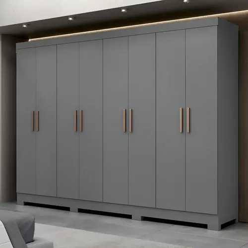Guarda-roupa Casal Paris Espresso Móveis 8 Portas Cinza