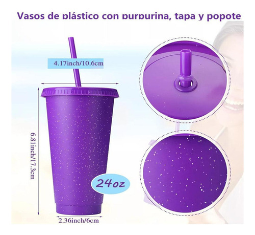 Kl 10 Vasos Reutilizables De 24 Oz Con 10 Tapas + 10 Popotes