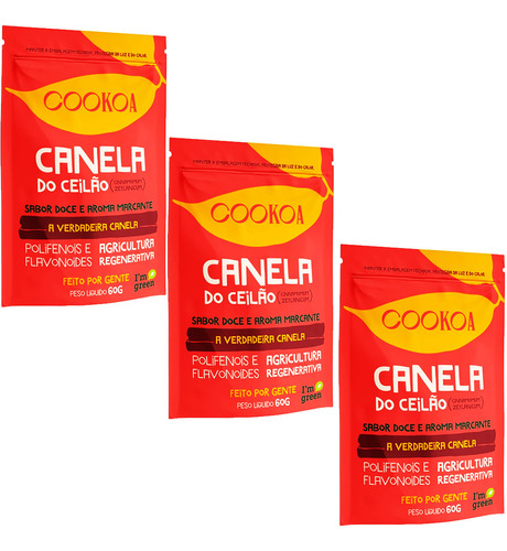 Cookoa kit 3 canela em pó do ceilão 60g