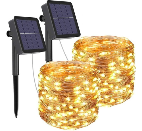 2 Luces De Hadas De Cadena De Navidad Solar 30m 300led