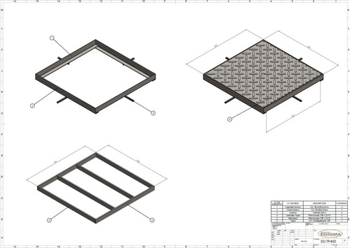 Tapa Camara Ch. Antideslizante 40 X 40cm Galvanizada Ed-tp400g