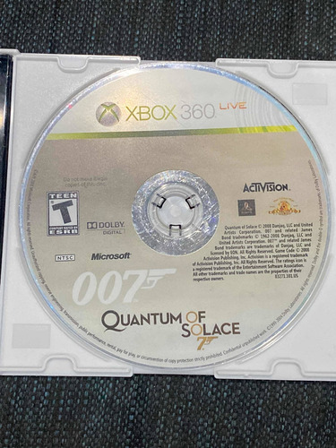 007 Quantum Of Solace Xbox 360 Solo Disco