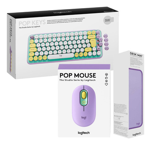 Teclado Pop Keys Wireless+ Mouse Pop+ Pad Mouse Lila/green