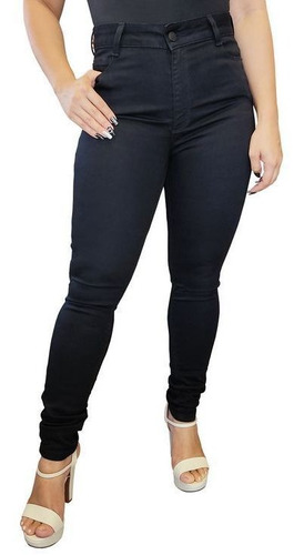 Calça Hering Feminina Jeans Preto Super Skinny Cintura Alta