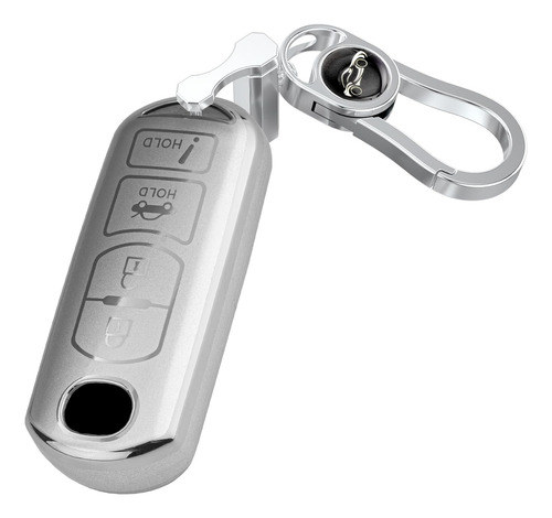 Funda Para Llavero De Plata Pulida Con Llavero Resistente Pa