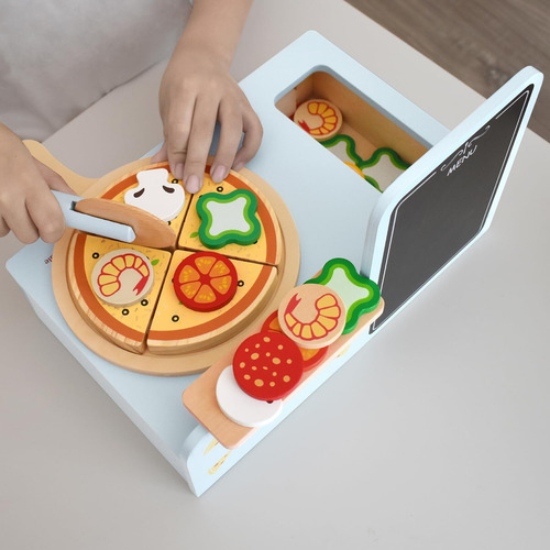 Juguete De Pizza De Madera Jgo Mesa De Pizza De Madera Con H