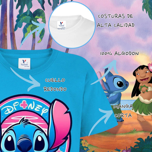 Playera Yazbek Stich Rosa 100% Algodón Para Niñas Unisex