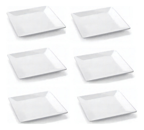 06 Pratos Sobremesa Melamine Quadrado Bar Restaurante 20cm