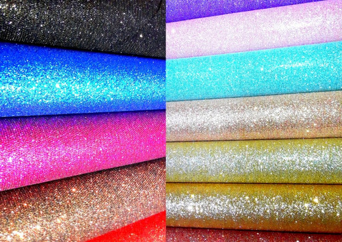 8 Rollos Tela Vinil Glitter Moños 25x1.40 Mts. 17 Colores.