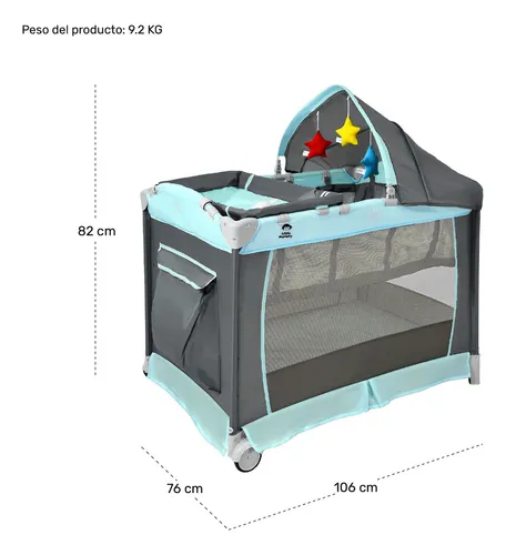 Cuna Corral Bebes Plegable Cambiador Removible Ruedas Juegos Color