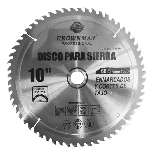 Discos Sierra Madera Circular De 10pulgadas 60 Dientes 