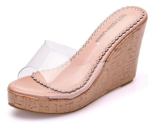 Sandalias Inclinadas De Gran Tamaño, Zapato De Mujer Nude Tr