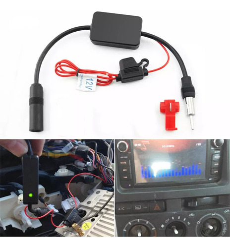 12v Coche Fm Am Radio Antena Recepción De Señal Amplificador