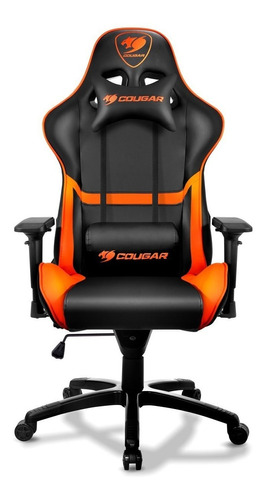 Cadeira Gamer Preto E Laranja  Pvc Respirável