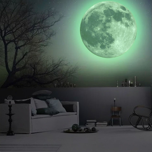 Imagem 6 de 7 de Passeio Noturno Lua 20 Cm Adesivo De Quarto Fluorecente