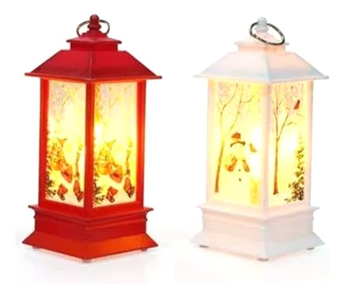 Mini Farol Con Linterna Luz Led Para Adornar En Navidad