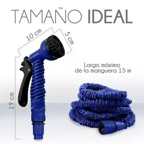 Manguera Expandible Flexible 15 Metros Con Aspersor Jardin Color Azul